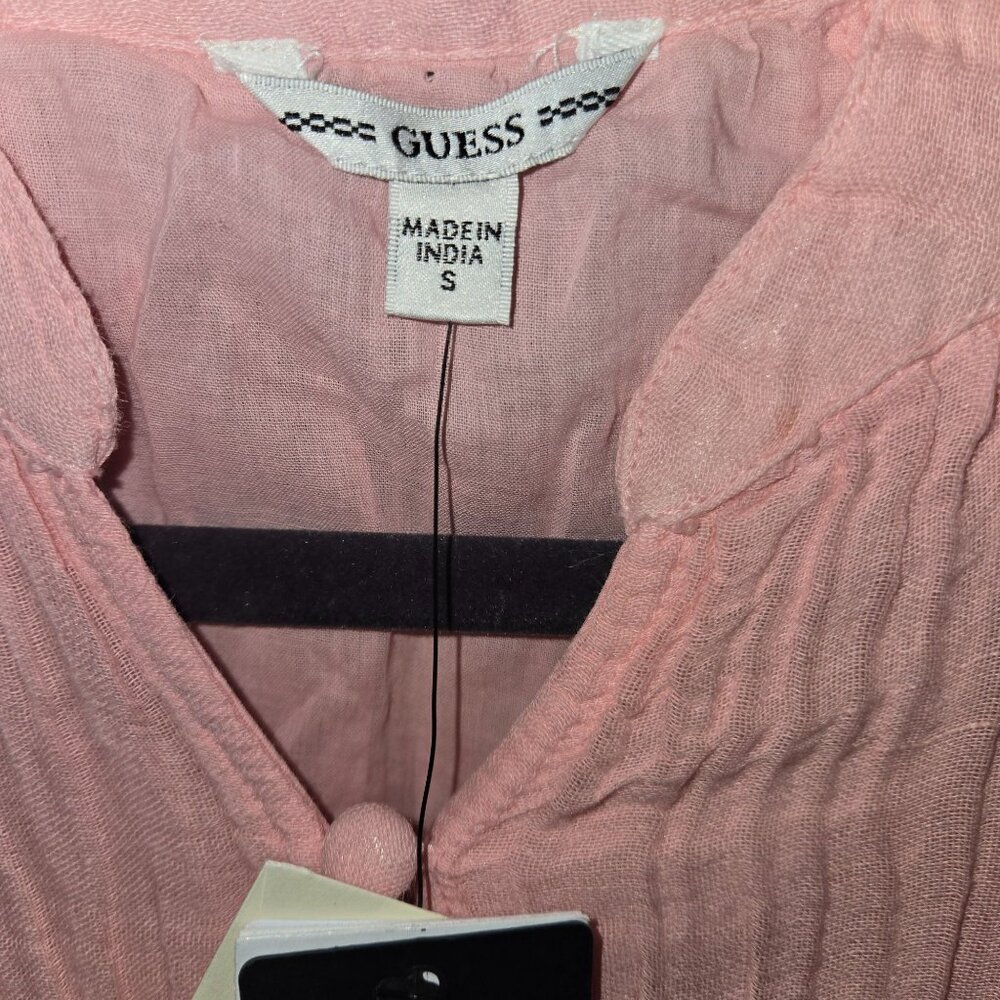 Guess Pink Lace Long Sleeve Button-Down Dress arita dress without belt - Picture 15 of 16